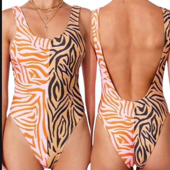 Free People It's Now Cool The Showtime One-piece Swimsuit/Bodysuit Tiger Terry - Picture 3 of 10